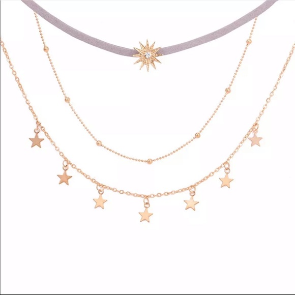 3/$30 RESTOCKED! Crystal Sun Choker Necklace Multilayer Boho Cute Star Statement - Picture 4 of 9